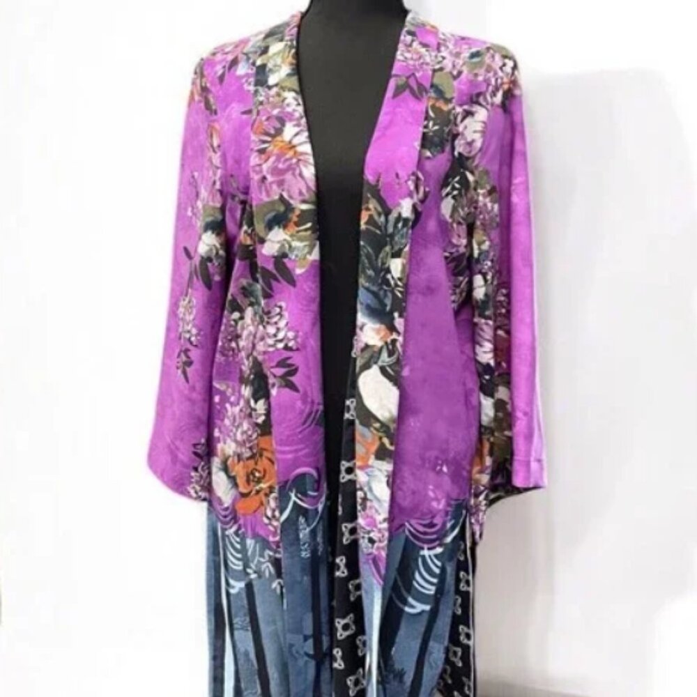 Peter Nygard Women’s Kimono Layering Top Lined Colorful Patterns Boho Robe